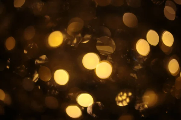Defocused New Year Macro Background Garland Bokeh Different Lights Colors — Stock Photo, Image