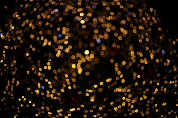 Gedefocuste Nieuwjaar Macro Achtergrond Slinger Bokeh Verschillende Lichten Kleuren Vakantie — Stockfoto