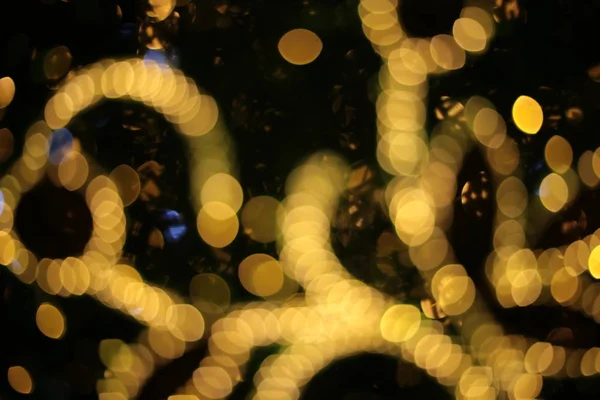 Defocused New Year Macro Background Garland Bokeh Different Lights Colors — Stock Photo, Image