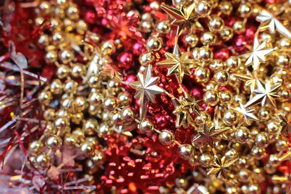 Shiny Bright Ball Garland Beads Decorating Christmas Tree Festive Shiny — Stock Photo, Image