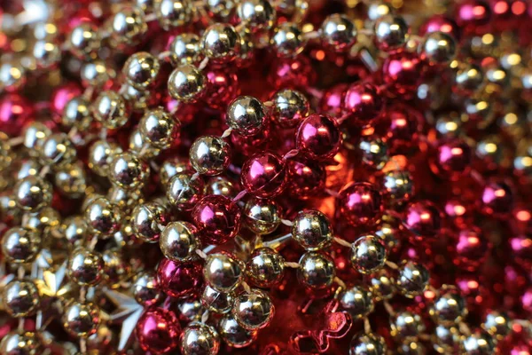 Shiny Bright Ball Garland Beads Decorating Christmas Tree Festive Shiny — Stock Photo, Image