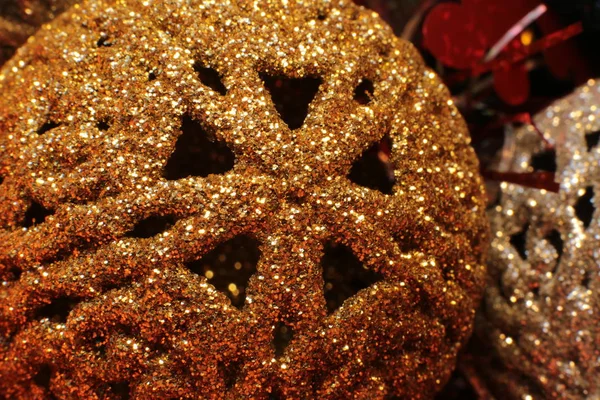Noel Ağacı Şenlikli Makro Nesneleri Süslemek Için Boncuk Gibi Parlak — Stok fotoğraf