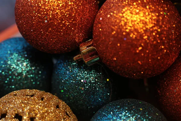 Shiny Bright Background Ball Garland Beads Decorating Christmas Tree Festive — Stock Photo, Image