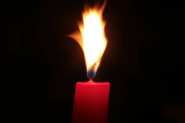 Red Candle Burns Fire Background — 스톡 사진