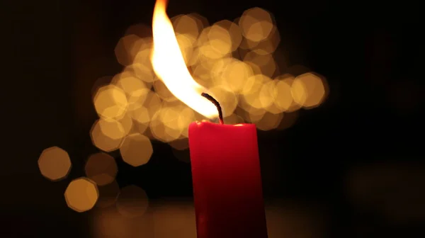 Red Candle Burns Fire Background — 스톡 사진