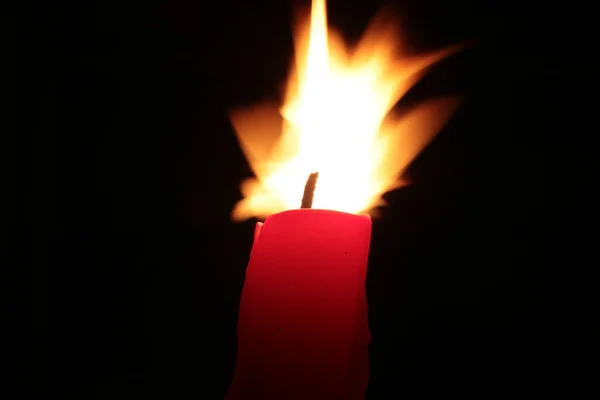 Red Candle Burns Fire Background — 스톡 사진