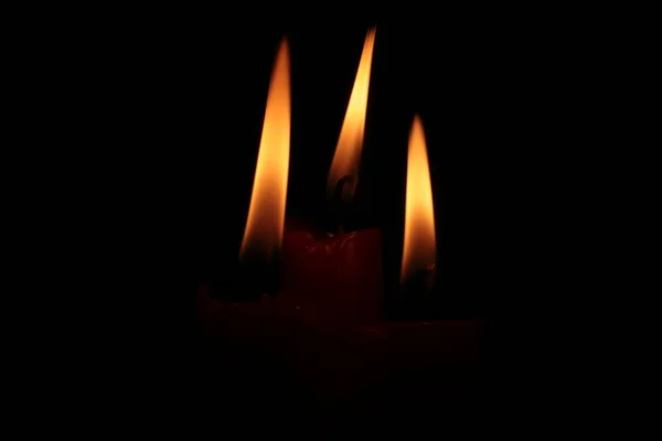 Red Candle Burns Fire Background — 스톡 사진