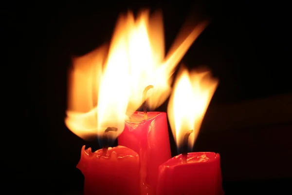 Vela Roja Quema Fondo Fuego — Foto de Stock