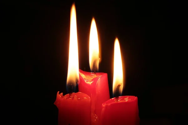 Κόκκινο Κερί Καίει Φόντο Φωτιά — Φωτογραφία Αρχείου
