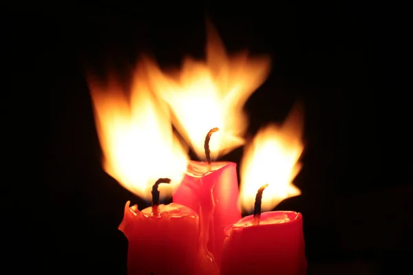 Vela Roja Quema Fondo Fuego — Foto de Stock