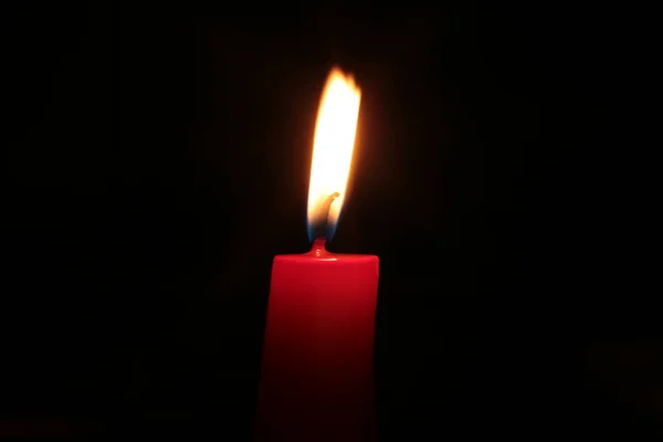 Red Candle Burns Fire Background — 스톡 사진