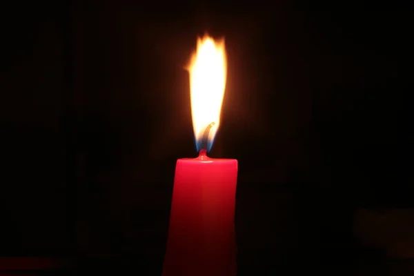 Red Candle Burns Fire Background — 스톡 사진