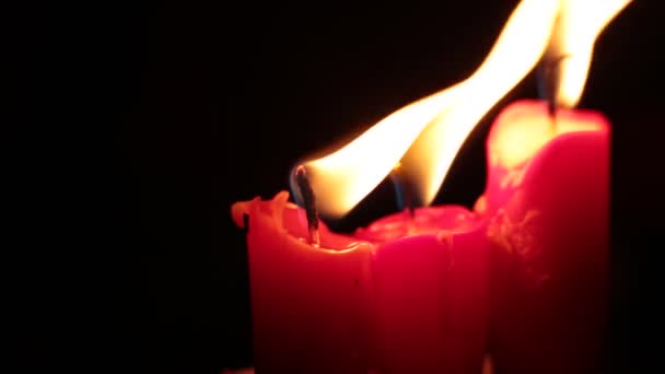 Video Flame Red Candle Burns Background Fire — Stock Video