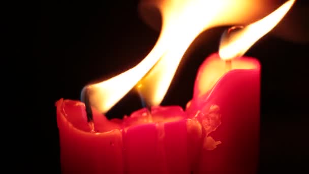 Video Flamme Rote Kerze Brennt Hintergrundfeuer — Stockvideo