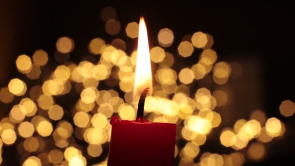 Βίντεο Φλόγα Κόκκινο Κερί Καίει Φωτιά Φόντο — Αρχείο Βίντεο