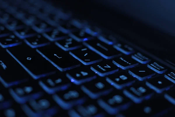 Ljus Flerfärgad Makro Bakgrund Knapp Svart Laptop Tangentbord Teknik Flimmer — Stockfoto
