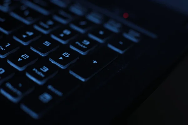 Jasne Wielokolorowe Makro Tło Przycisk Czarny Laptop Technologia Migotanie Klawiatury — Zdjęcie stockowe