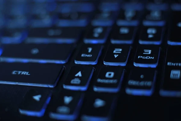Bright Multicolor Macro Background Button Black Laptop Keyboard Technology Flicker — Stock Photo, Image