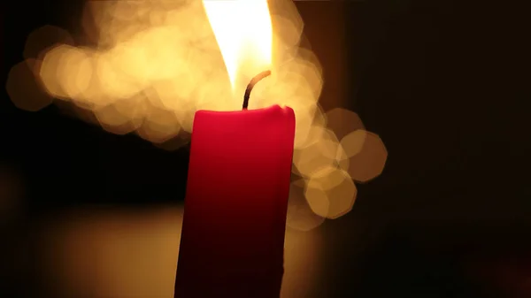 Flame Red Candle Burns Background Fire — Stock Photo, Image