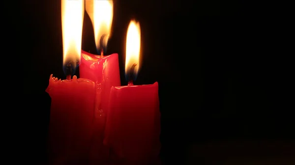 Flame Red Candle Burns Background Fire — Stock Photo, Image