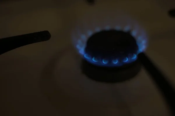 Burning Gas Burner Kitchen Stove Fire Cooking — 스톡 사진