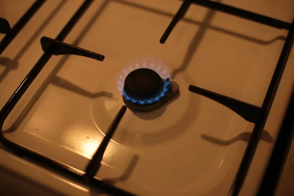 Burning gas burner, kitchen stove fire for cooking