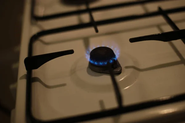 Burning gas burner, kitchen stove fire for cooking