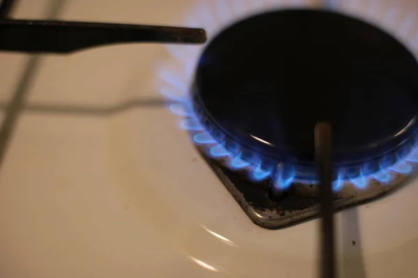 Burning gas burner, kitchen stove fire for cooking