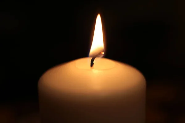 Flame White Candle Burns Background Fire — 스톡 사진