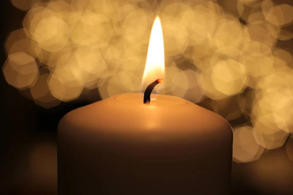 Flame White Candle Burns Background Fire — 스톡 사진