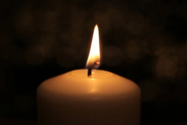 Flame White Candle Burns Background Fire — 스톡 사진