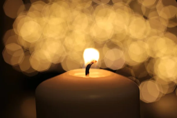 Flame White Candle Burns Background Fire — 스톡 사진