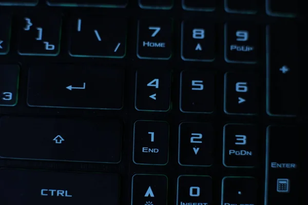 Brillante Multicolor Macro Fondo Parpadeo Botón Vídeo Negro Portátil Teclado — Foto de Stock