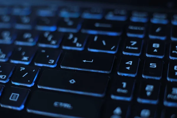 Helle Mehrfarbige Makro Hintergrund Flackernde Videotaste Schwarze Laptop Tastatur Technologie — Stockfoto