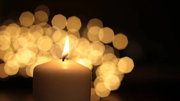 Greeting Card Macro Flame Candle Burns Background Fire — 스톡 사진