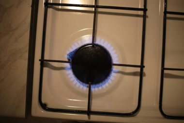 round burning gas burner, kitchen stove fire for cooking