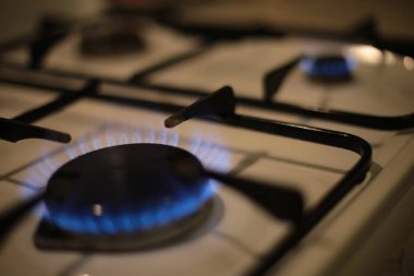 round burning gas burner, kitchen stove fire for cooking