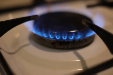 round burning gas burner, kitchen stove fire for cooking