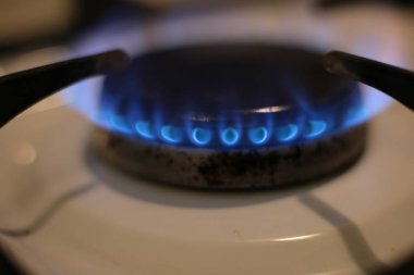 round burning gas burner, kitchen stove fire for cooking