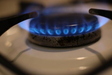 round burning gas burner, kitchen stove fire for cooking