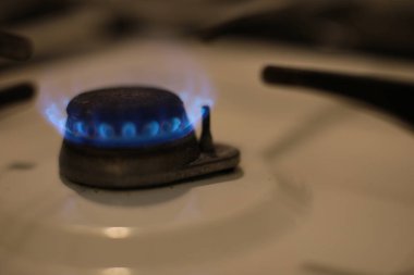 round burning gas burner, kitchen stove fire for cooking
