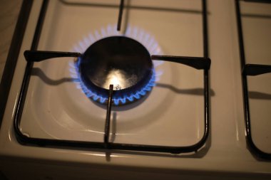 round burning gas burner, kitchen stove fire for cooking