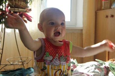 Baby with different emotionsbeautiful one year old girl