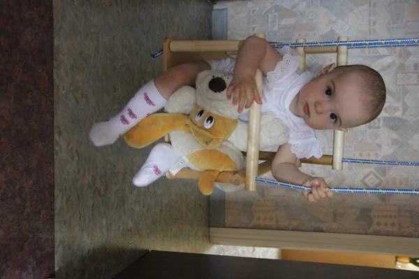 Baby Different Emotionsbeautiful One Year Old Girl — 图库照片