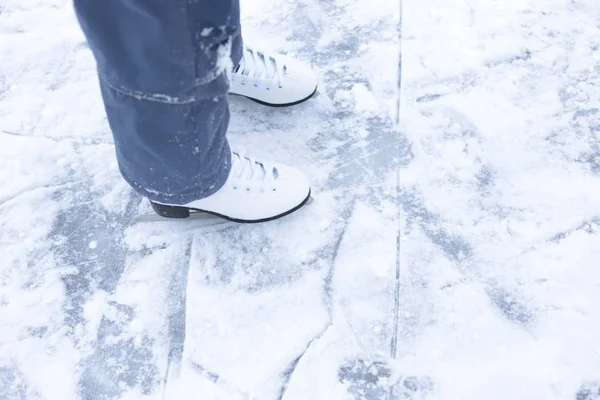 Lód Śnieg Łyżwach Rinkwinter Fun — Zdjęcie stockowe