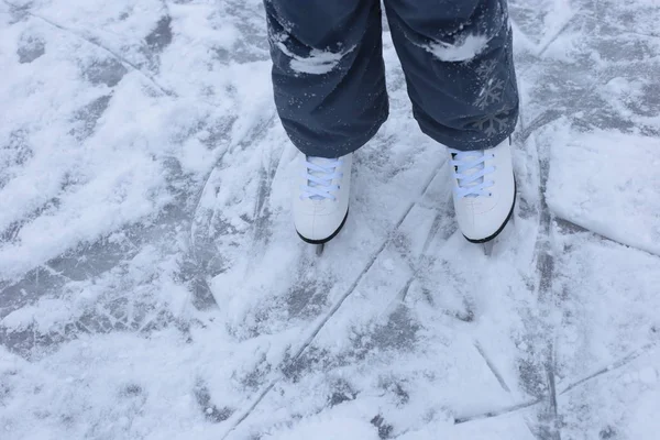 Lód Śnieg Łyżwach Rinkwinter Fun — Zdjęcie stockowe