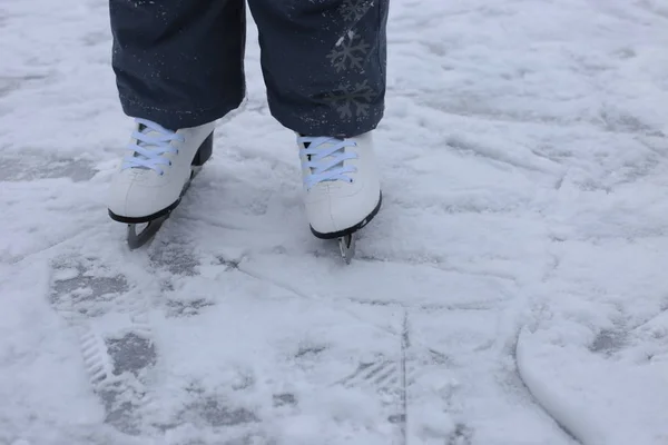 Hielo Nieve Rinkwinter Divertido Patinaje — Foto de Stock