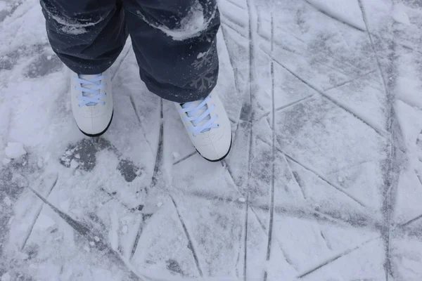 Eis Und Schnee Beim Schlittschuhlaufen — Stockfoto