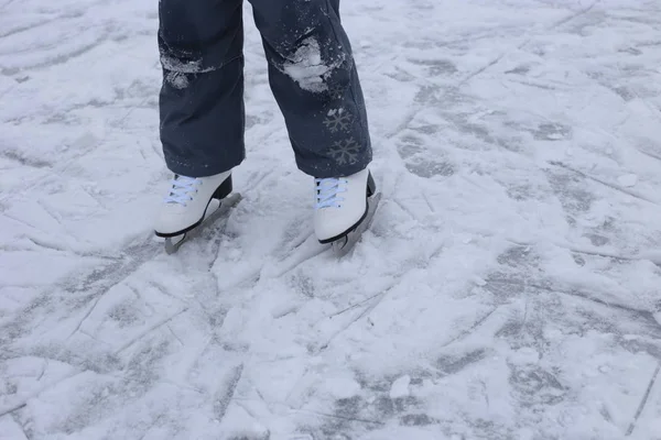 Gelo Neve Rinkwinter Diversão Patinação — Fotografia de Stock