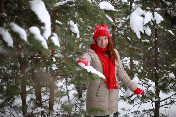 Jong Meisje Een Winter Wandeling — Stockfoto